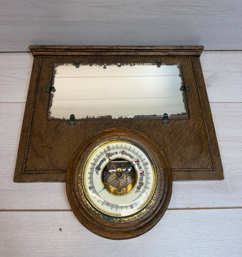 Vintage oak wall barometer - vintage,