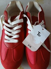 LADIES TU RED & WHITE TRAINERS SIZE 6 (BNWT)