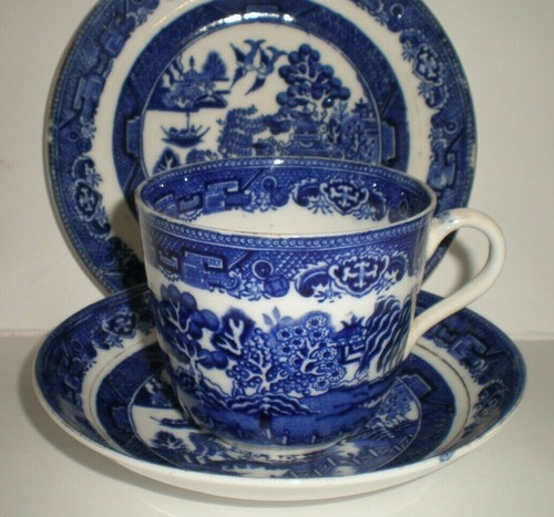 Antique blue and white willow - and,