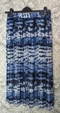 Ladies Just White Pleated Blue Semi Sheer Skirt Size 40 Used Medium UK 