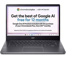 ACER 514 14" Chromebook Plus - Intel Core i3, 128 GB eMMC, Grey