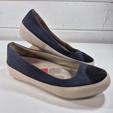 Womens Fitflop Due Canvas Ballet Loafers Pumps Shoes Size 7 EU 40 Blue.