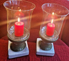 Pair Glass Hurricane