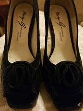 MARY G BY ULTIMATE COLLECTION Ladies Shoes Size 5 Black Peep Toe High Heels 