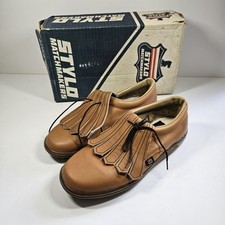 Stylo Matchmakers Vintage Teegrip Ladies Brown Leather Golf Shoes Spikeless 4.5