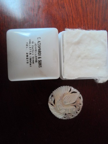Carved mother pearl brooch - carved, of