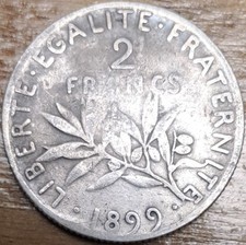 1899 Two French Franc Silver