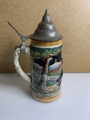 Vintage beer stein with lid - beer,