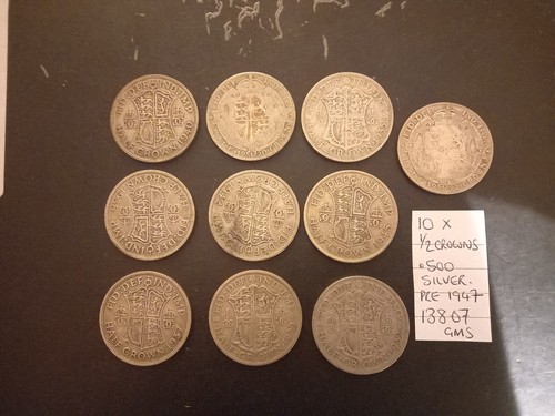 Silver half crowns pre 1947 - crowns,