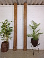 Pair Antique Vintage Reclaimed Hand Carved Solid Indian Wooden Column Pillar