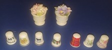 7 Vintage Ceramic Thimbles and