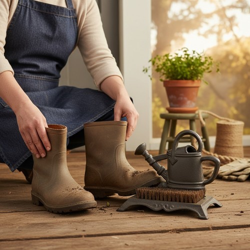 Cast iron watering can boot - cast,