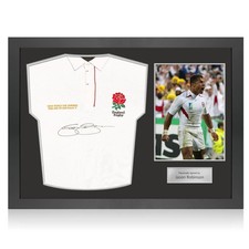 Jason Robinson Signed England Rugby Shirt. Icon Frame