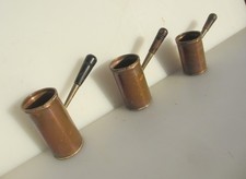 Vintage Copper Measuring Cups with Brass & Wood Handles Antique Set of 3