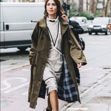 Rare 2016 ARCHIVE ALEXA CHUNG M&S Frances Khaki Green Trench Coat Belt UK 6 34 2