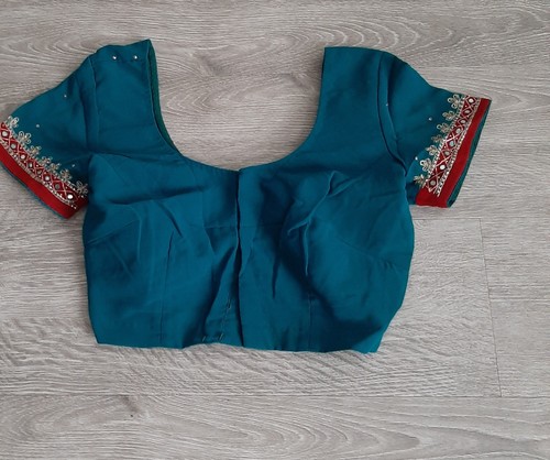 Jade blue saree blouse - saree, wiith