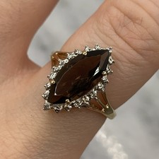 9ct Gold Ring Smokey Quartz &