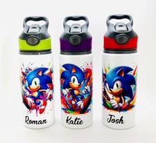 Personalised Sonic The Hedgehog Inspired Water Bottle 650ml Kids School 6 Colour