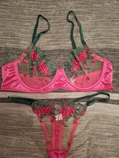 Bra Set Pink With Green