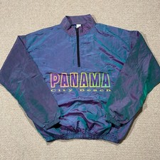 VINTAGE Surf Wear Jacket Mens Medium Purple Panama City Beach USA Windbreaker