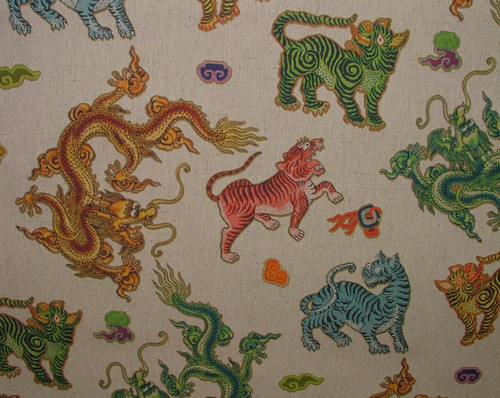 Chinese tibetan dragon linen - chinese,