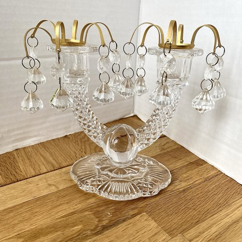 Vintage glass candelabra with - vintage,