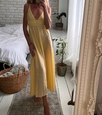Zara yellow flowing midi - midi, dress