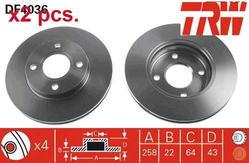 Pcs front brake disc - x2,