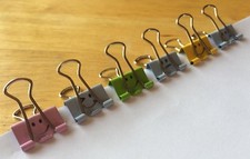 5 x Mini Emoji Metal Bulldog Clips/Foldback Binder Grips ~ Paper/Filing/Hanging