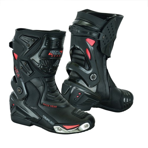 Mens leather long black red - mens,
