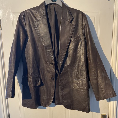 Vintage brown leather blazer - vintage,