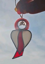 Stained glass Sun Catcher Angle White And Red