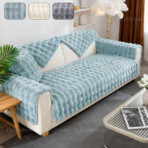 Thick rabbit plush sofa cover - thick,