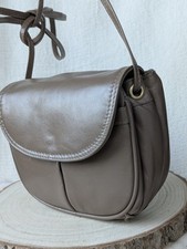 Claire Langford Genuine Leather deep taupe small crossbody bag 5 pockets