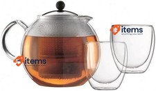Bodum ASSAM SET Tea Press (1.5 L/51 Oz) And Glasses Shiny - French Teapot