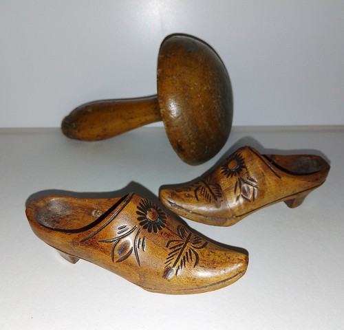 Vintage carved wood treen - carved,