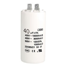 CBB60 Run Capacitor 40uF 450V AC Double Insert 94x45mm White for Pump Motor
