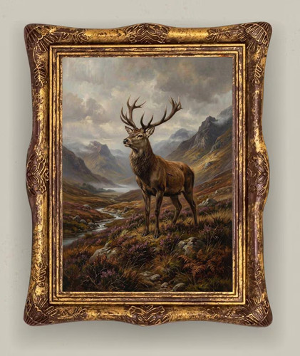 Red stag highland landscape - red,