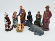 Vintage 8 Piece Nativity Pieces Marked LUNDI ITALY Resin Mary Joseph Jesus Kings