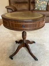 Leather Topped Pedestal Table/LampTable. Height 57cms. Diameter 50cms.
