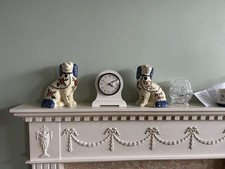 Pair of Siltone Pottery Mantel Walley Dogs floral Handpainted Vintage 