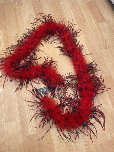 Red black ostrich boa feathers - ostrich,