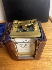 antique French brass carriage clock late 19th century Original Distressed Case