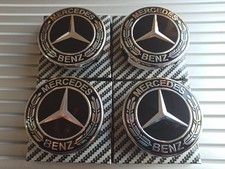 New Mercedes Benz Alloy Wheel Centre Caps 75mm Badges Black Hub Emblem. Fits All