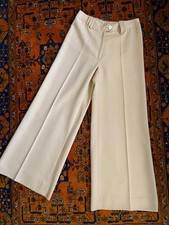 Vintage 1970s Beige Wide Leg Trousers 