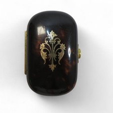 Antique Faux Tortoise Shell Coin Purse Gold Pique Work Early 19th Century 3 Inch