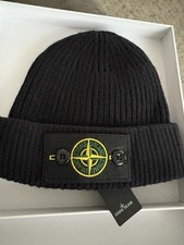 Stone Island Men's Black Beanie New With Tags and Gift Set Box Packaging
