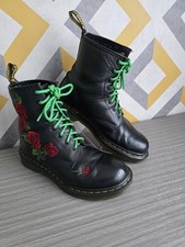 Dr. Martens Boots Black 1460 Vonda Rose Embroidered 8 Eye Combat UK Size 7