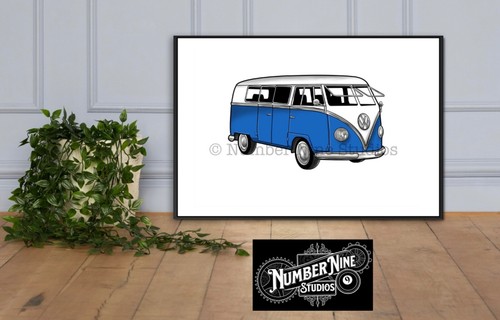 Split screen camper blue - split,