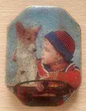 vintage tin/child and dog